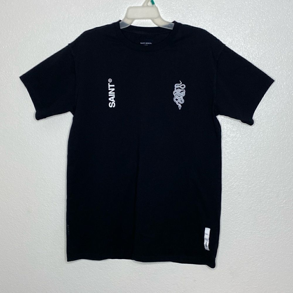 SAINT MORTA Men’s Black Medium Thick 100% Cotton T Shirt Size L